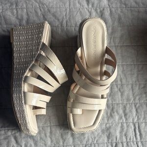 Donald J. Pliner Cream Patent-Strap Wedge Sandals